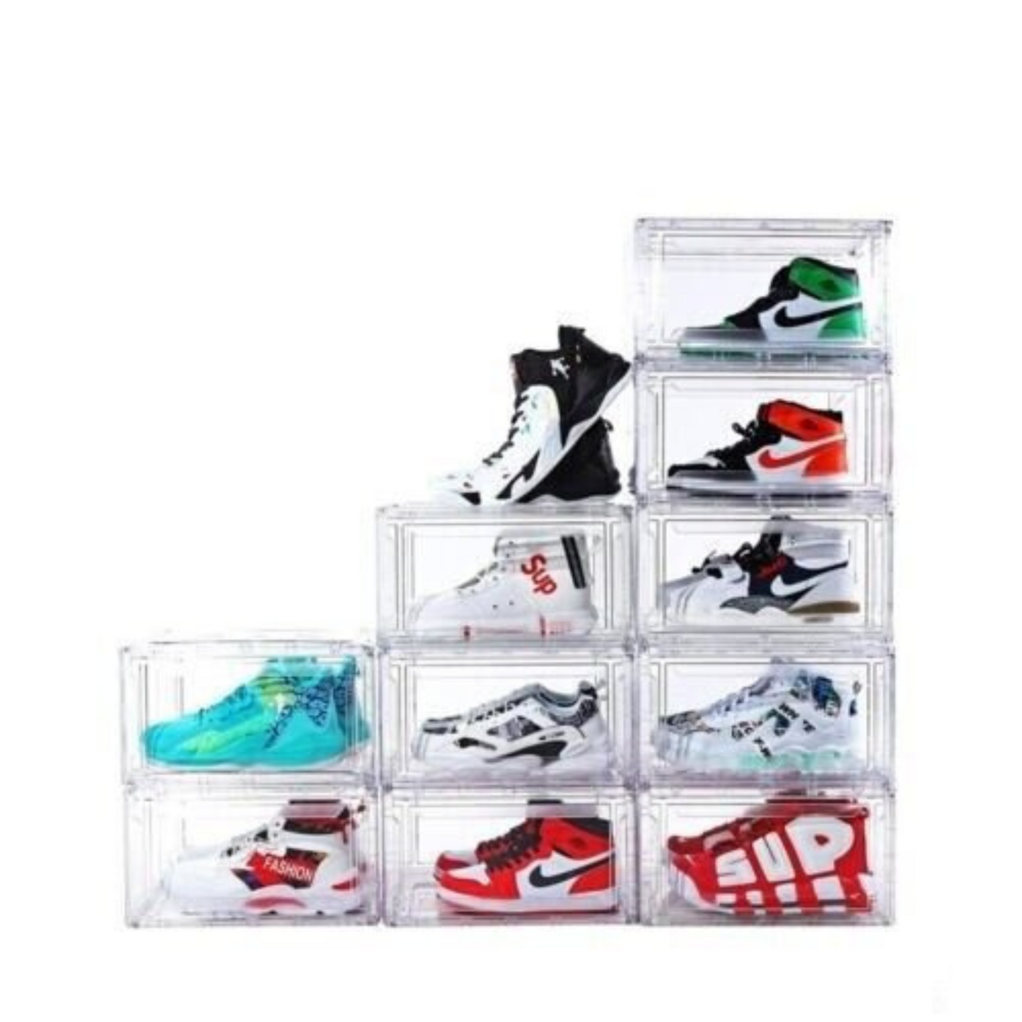 Transparent Premium Stackable Shoe Box Sneaker Display Storage Case with Magnetic Door