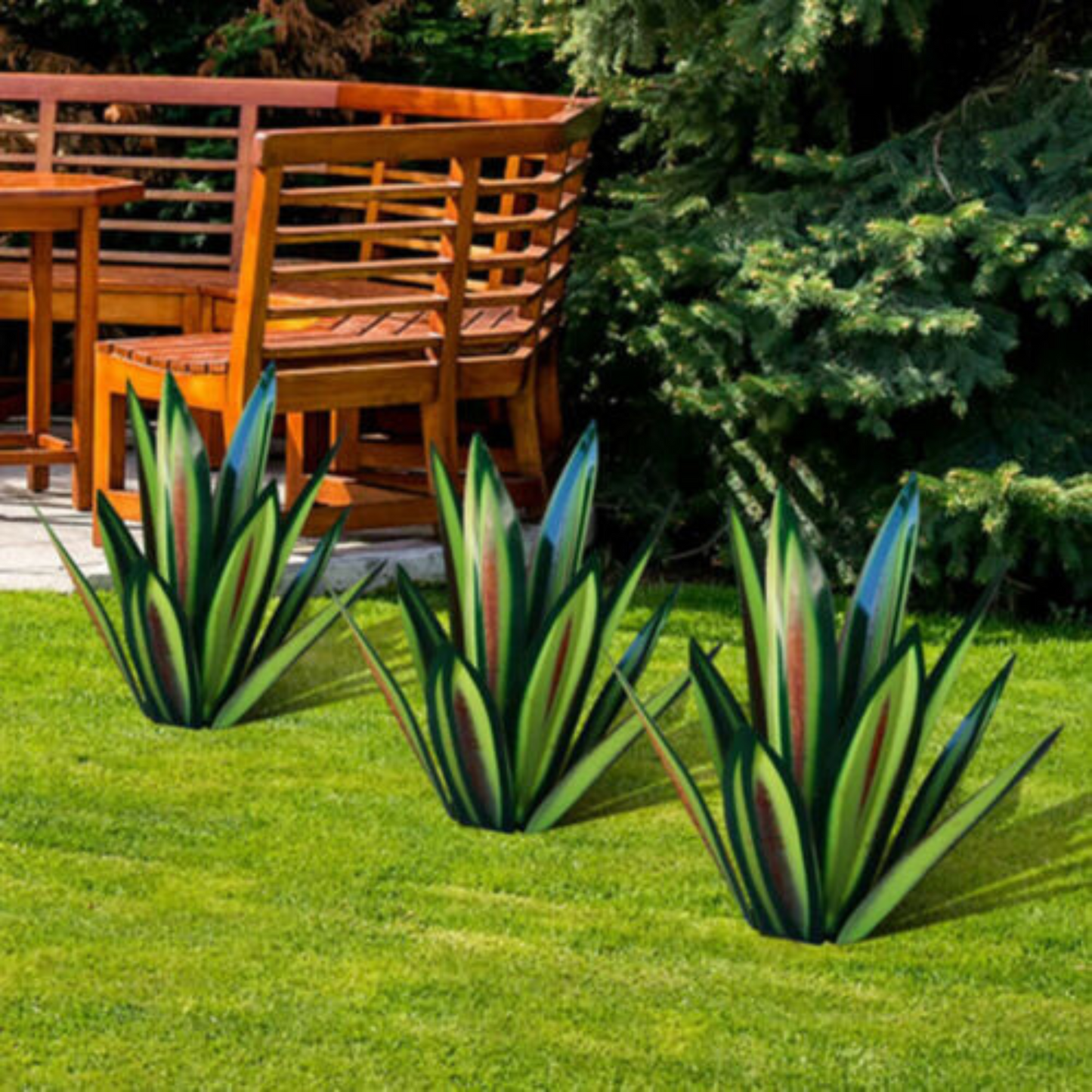 Green Metal Tequila Agaves Rusty Iron Leaf Garden Lawn Ornaments DIY Decor