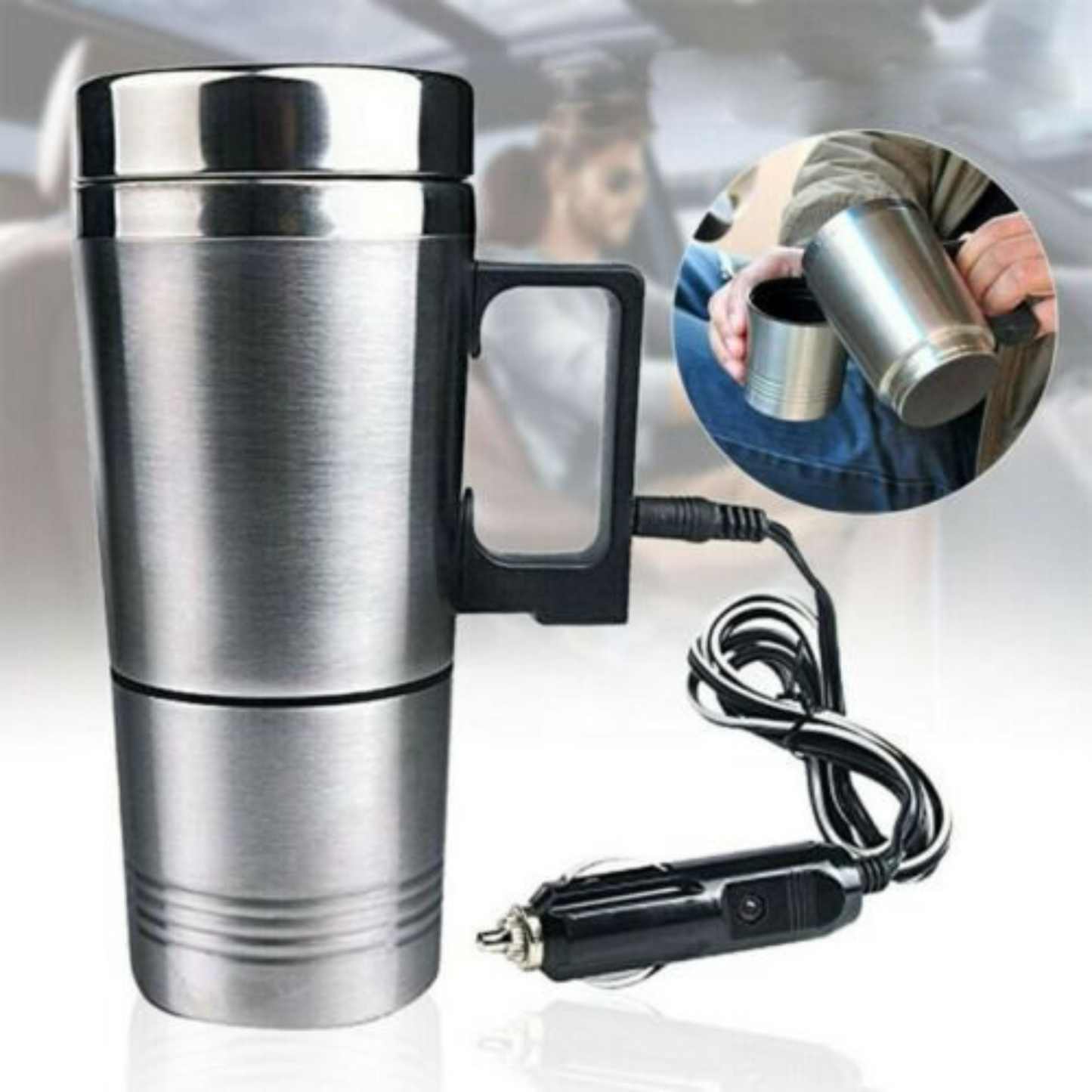 300ml Stainless Steel Car Kettle Heating Travel Cup for Vehicles