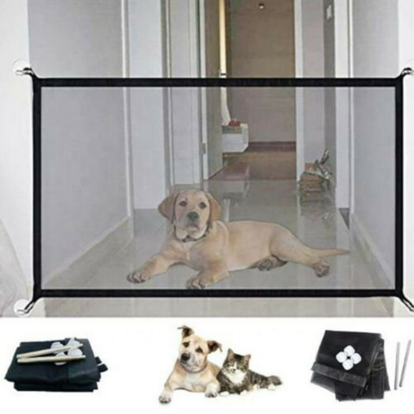 Portable Mesh Pet Gate for Dogs and Cats Baby Safety Fence