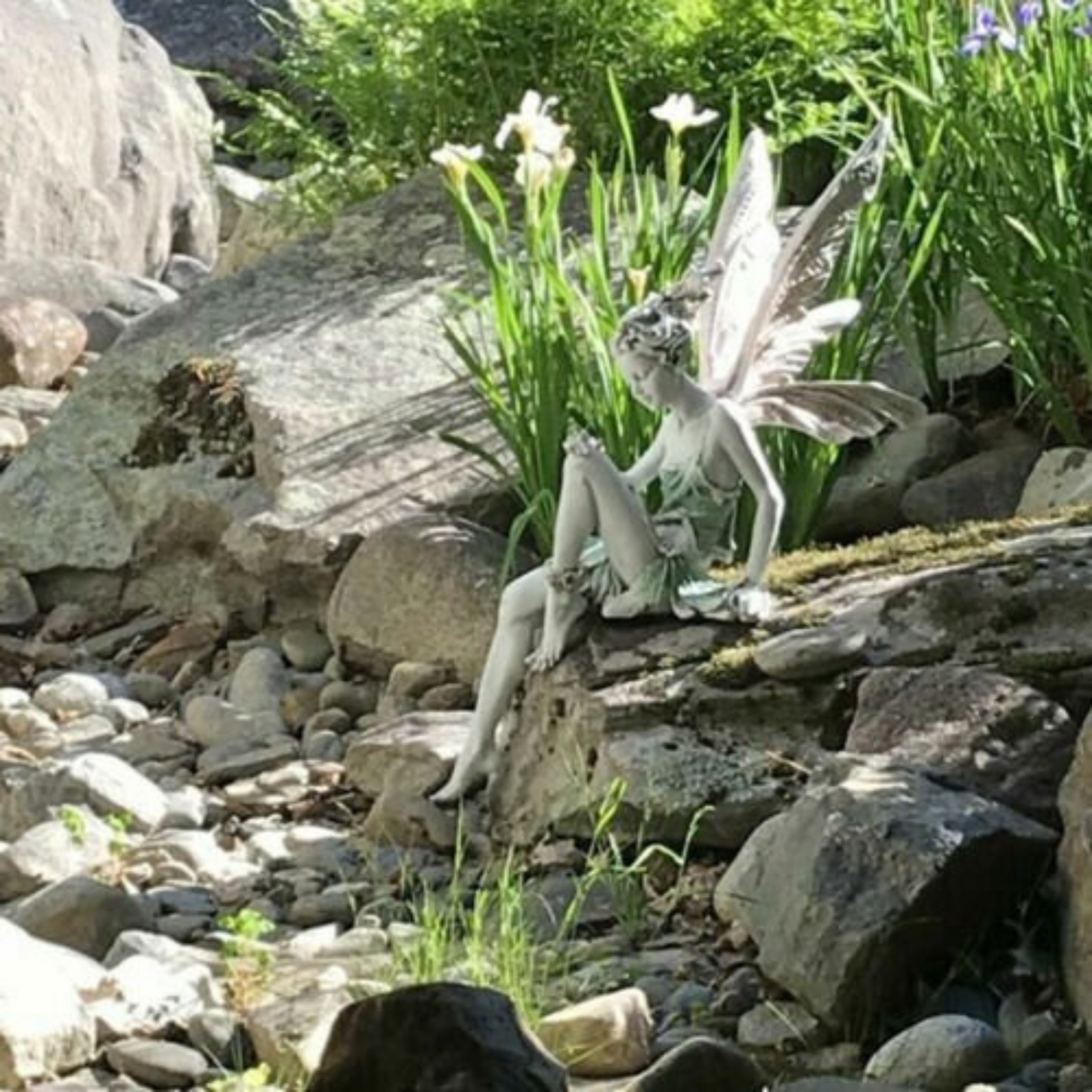 Outdoor Resin Fairy Statue Sitting Fairy Garden Ornament Sculpture Decor