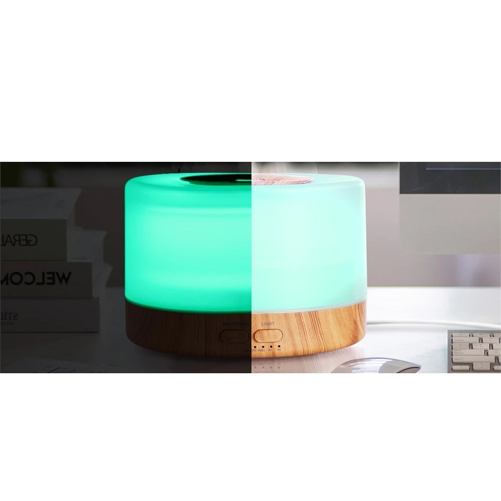 Aromatherapy Diffuser Humidifier Wood - 7 Colour LED