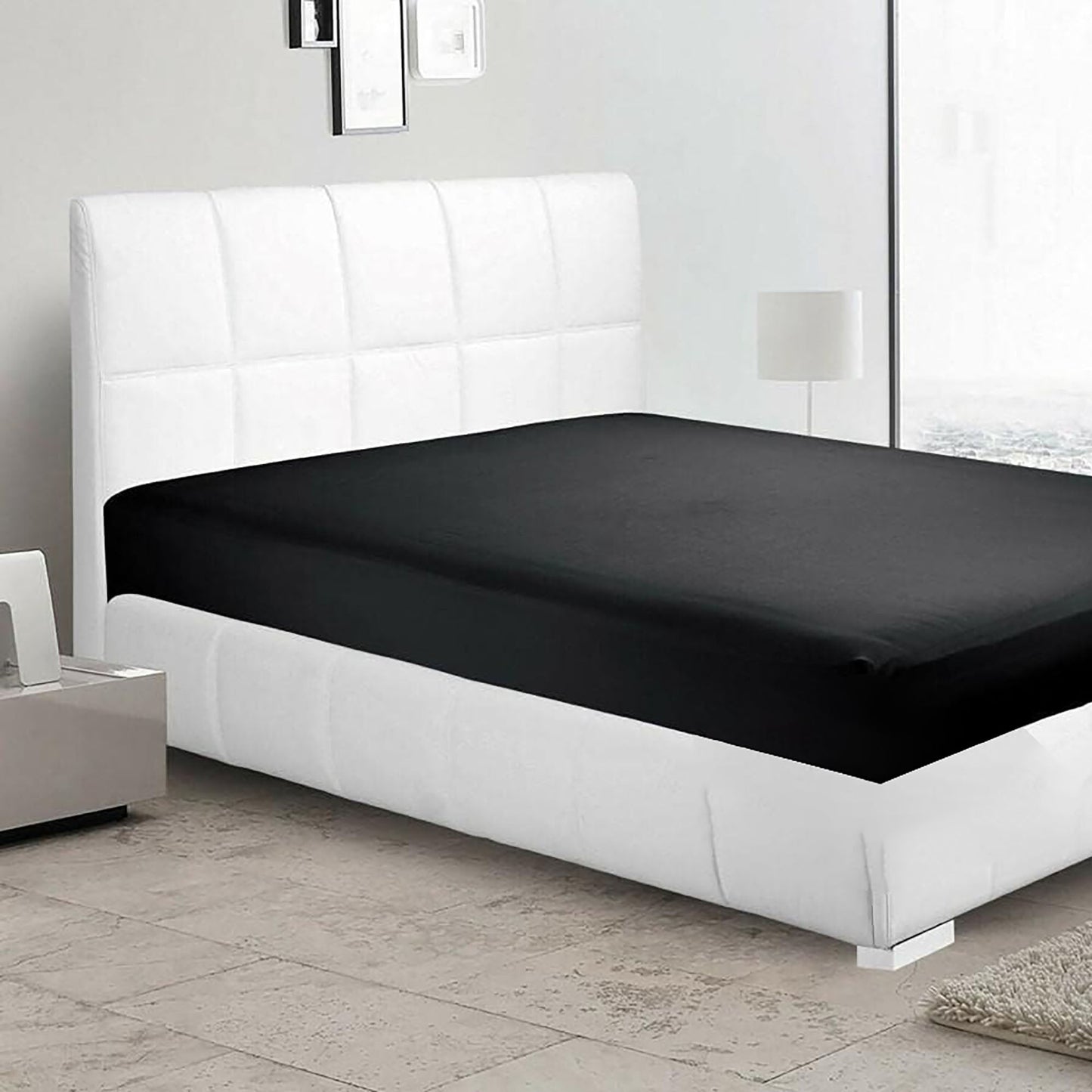 2000 TC Full Elastic Soft and Luxury Deep Pocket Fitted Bed Sheet - Black