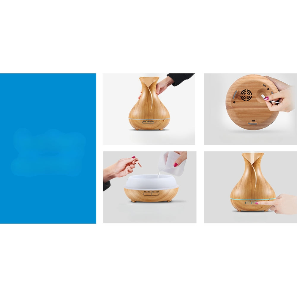 400ml 4 in 1 Aroma Diffuser remote control - Light Wood