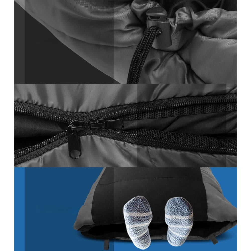 Sleeping Bag Camping Hiking Tent Winter Thermal Comfort - Black