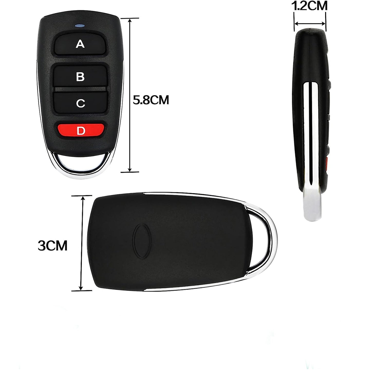 Garage Gate Door Remote Control for Car Skylight with Keychain - Black