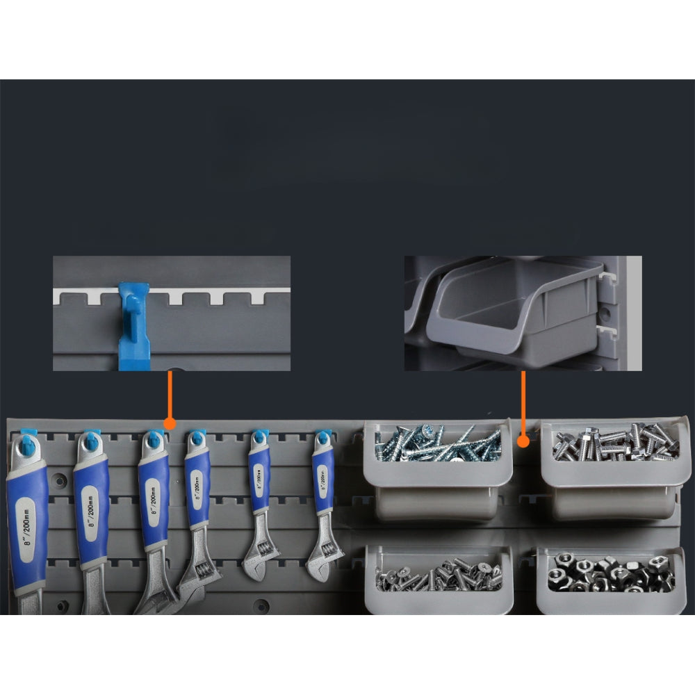 Wall Mounted Storage Bin Rack Tool Garage Organiser - 96pcs