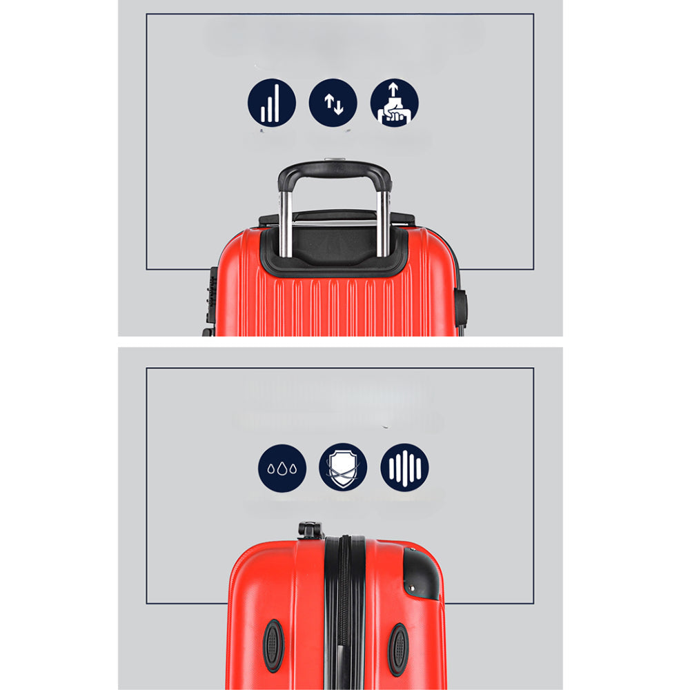 2pc Luggage Trolley Suitcase Sets Travel TSA Hard Case Red