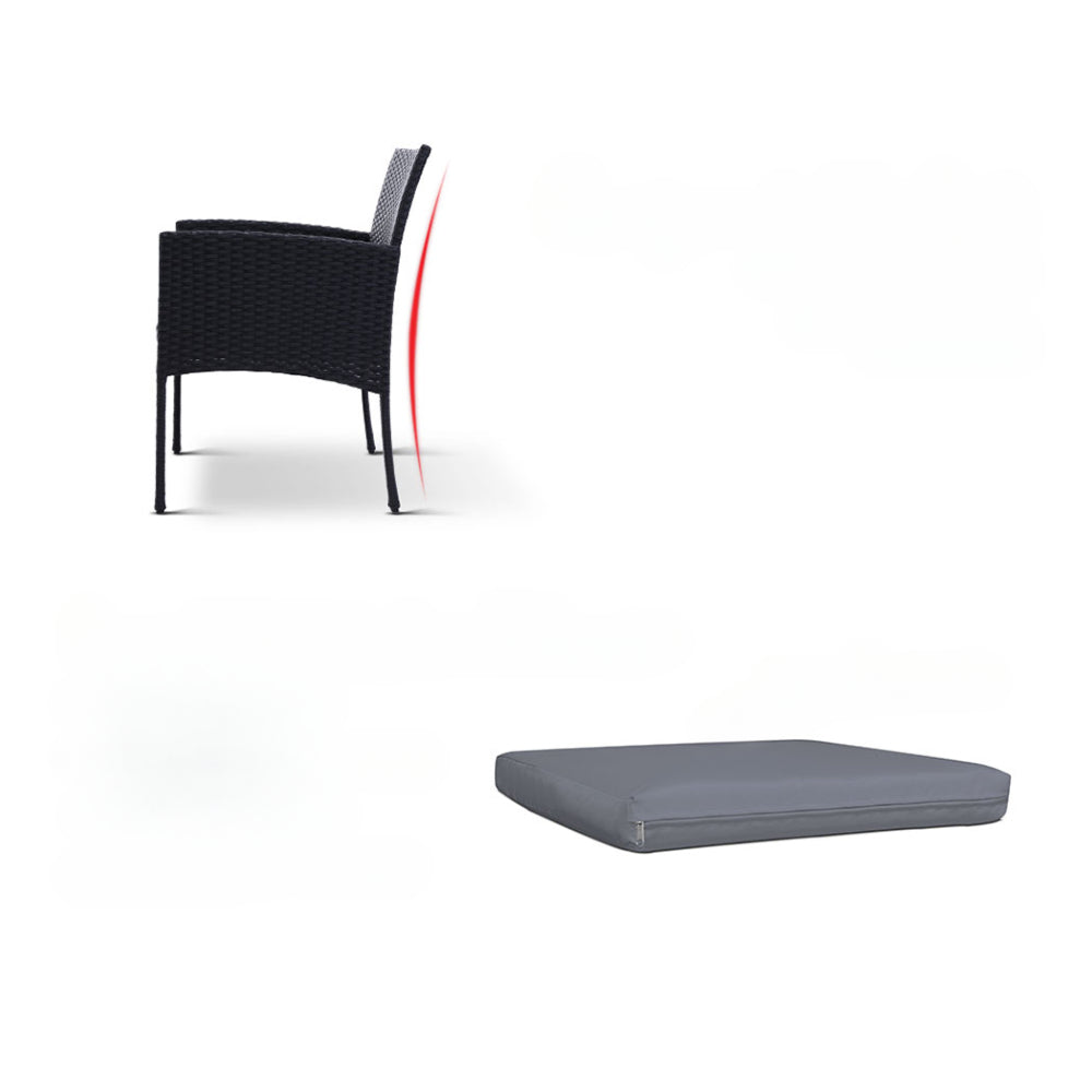 Garden Patio Furniture Dining Chairs Table Patio Bistro Wicker Set - Black
