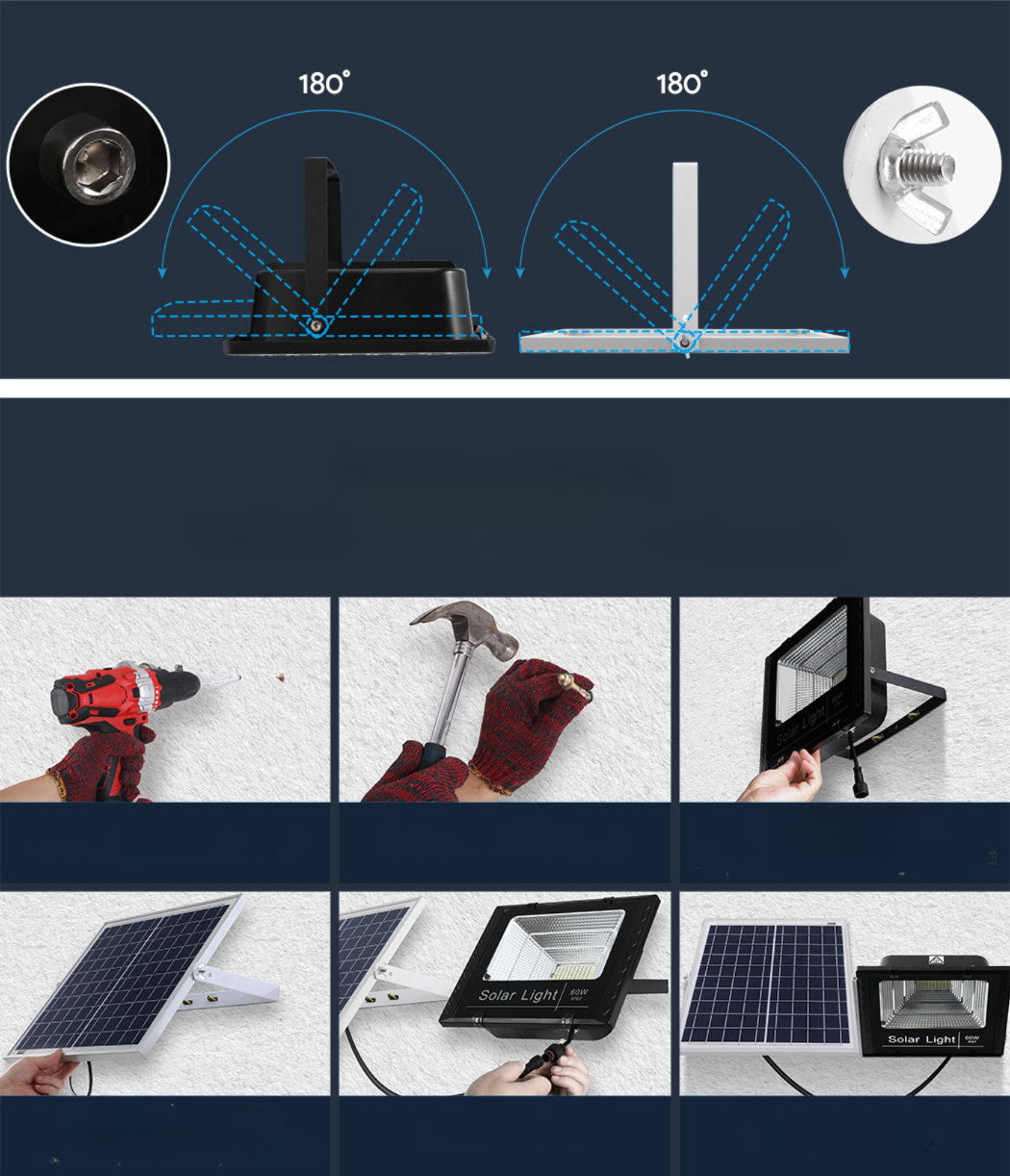 LED Solar Lights Street Flood Light Remote Outdoor Garden Security Lamp 60W