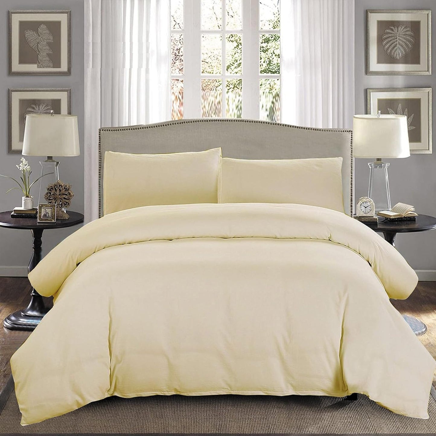 2000 TC Premium Microfibre Doona Cover Ultra Soft Quilt Cover Set - Cream