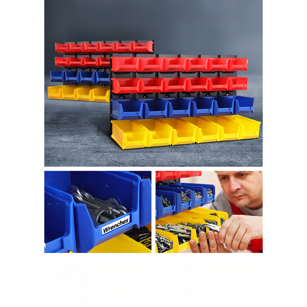 Wall Mounted Rack Tools Steel Garage Board - 48 Storage Bins