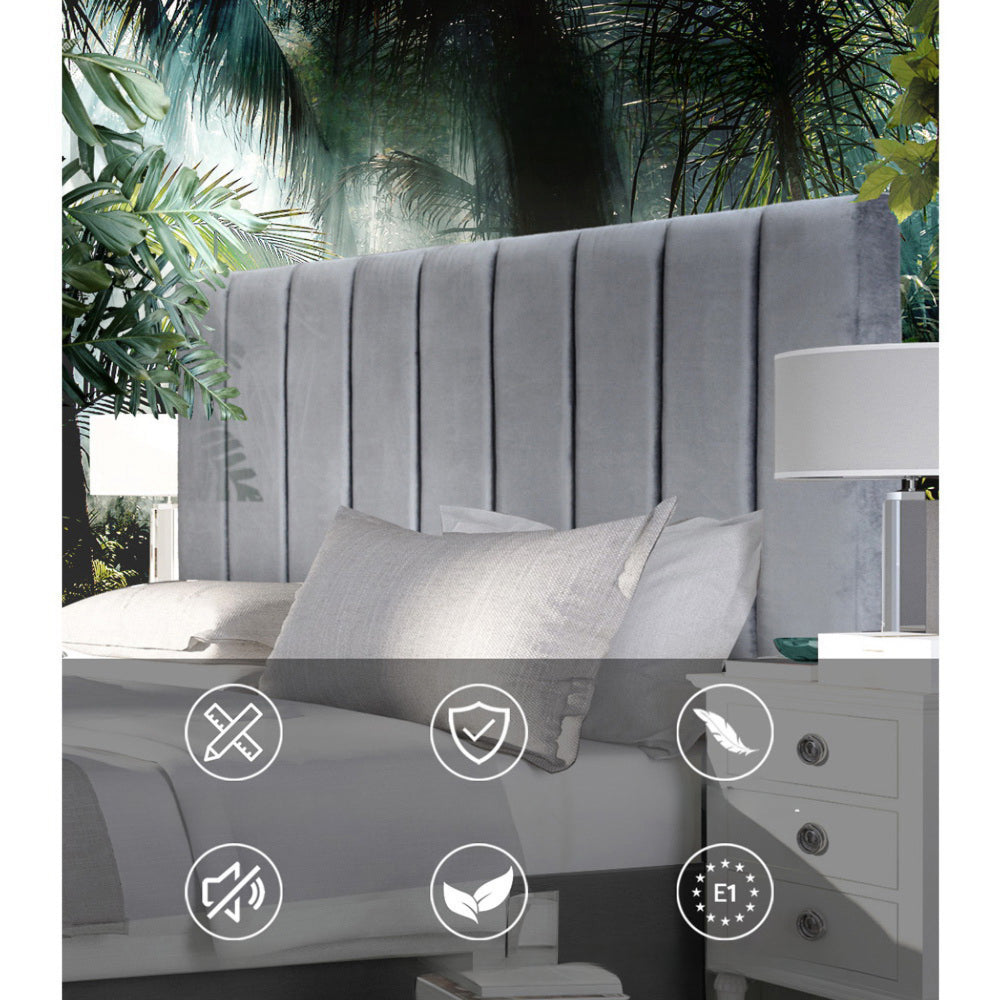 Bed Head Headboard King Size Bedhead Velvet Grey