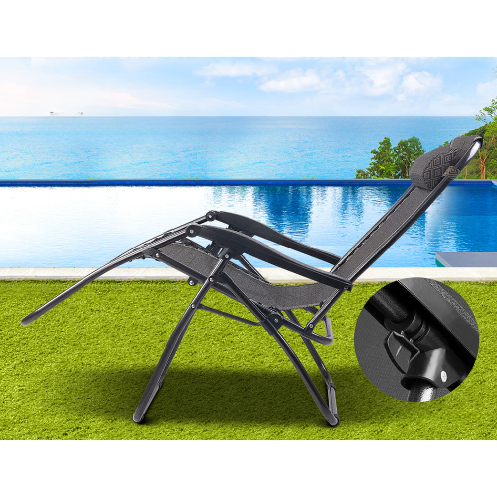Zero Gravity Recliner Outdoor Sun Lounge Beach Chair - Beige