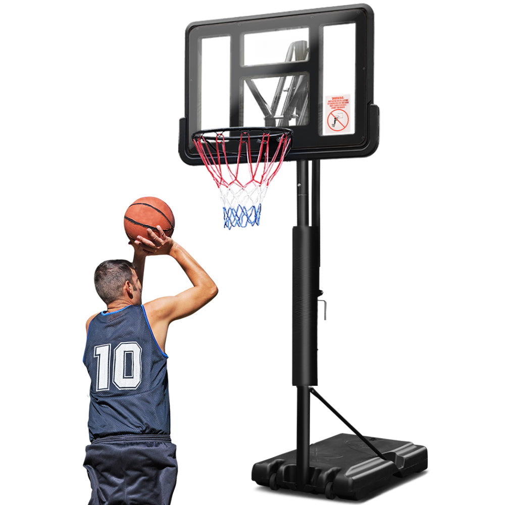 Basketball Hoop Stand System Ring Portable Net Adjustable 3.05M - Black