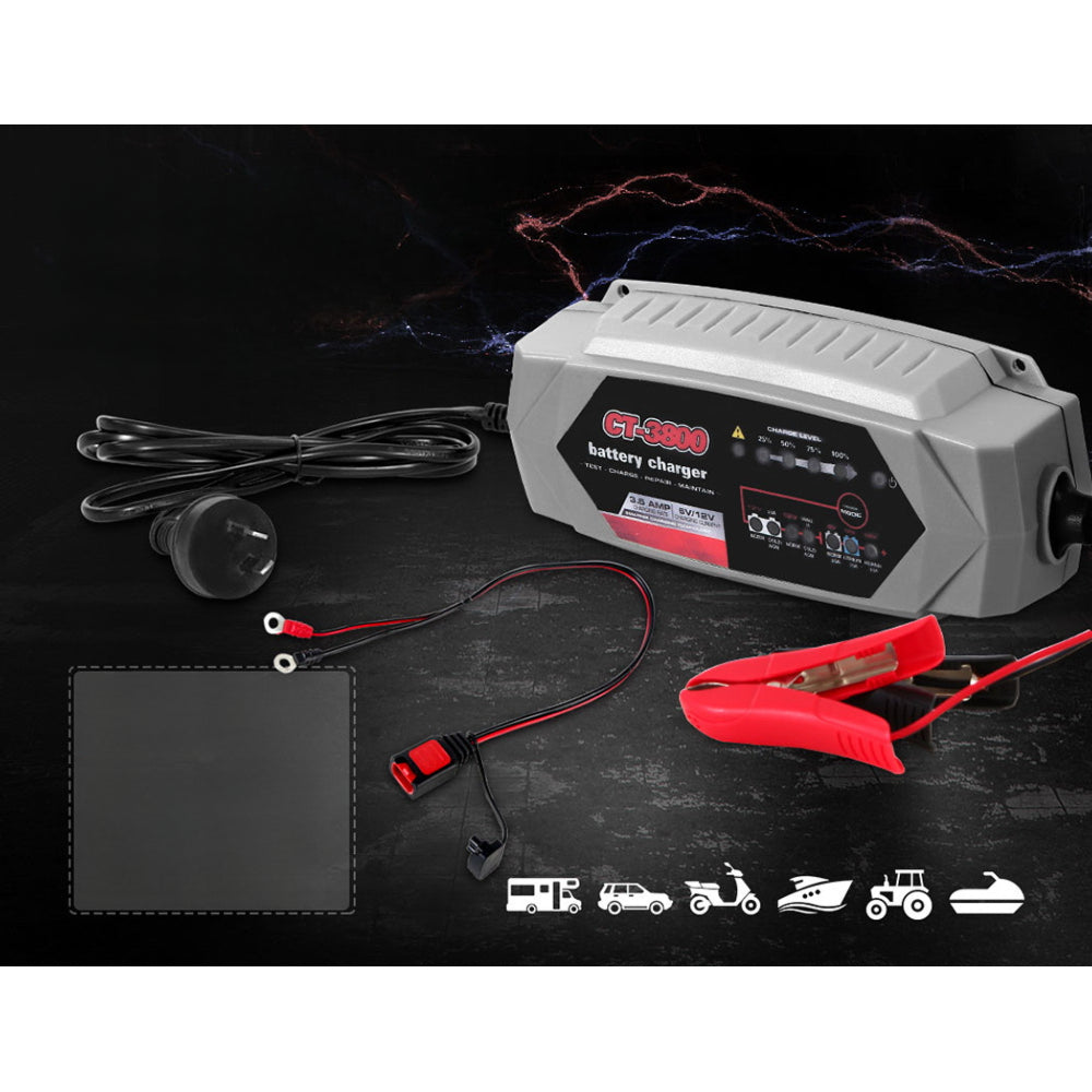 Smart Car Truck Boat Motorcycle Caravan Battery Charger SLA AGM 3.5A - 24V