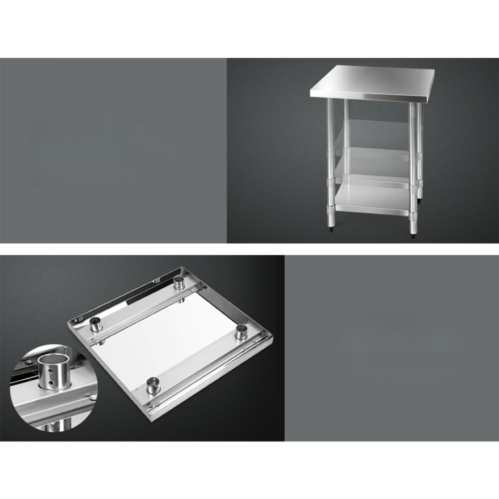 430 Stainless Steel Kitchen Benches Work Bench Food Prep Table with Wheels 610MM x 610MM