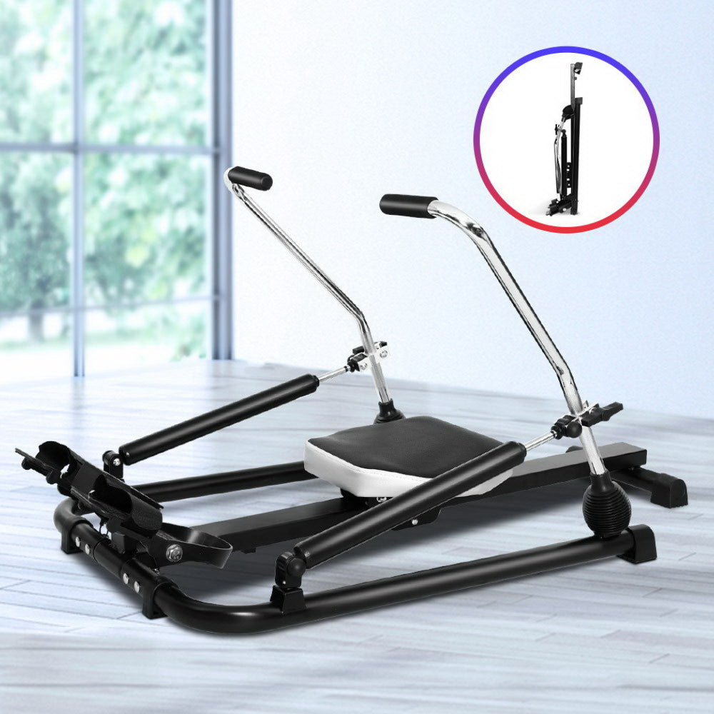 Rowing Exercise Machine Hydraulic Resistance Fitness Gym Cardio - Weight Capacity 200kg