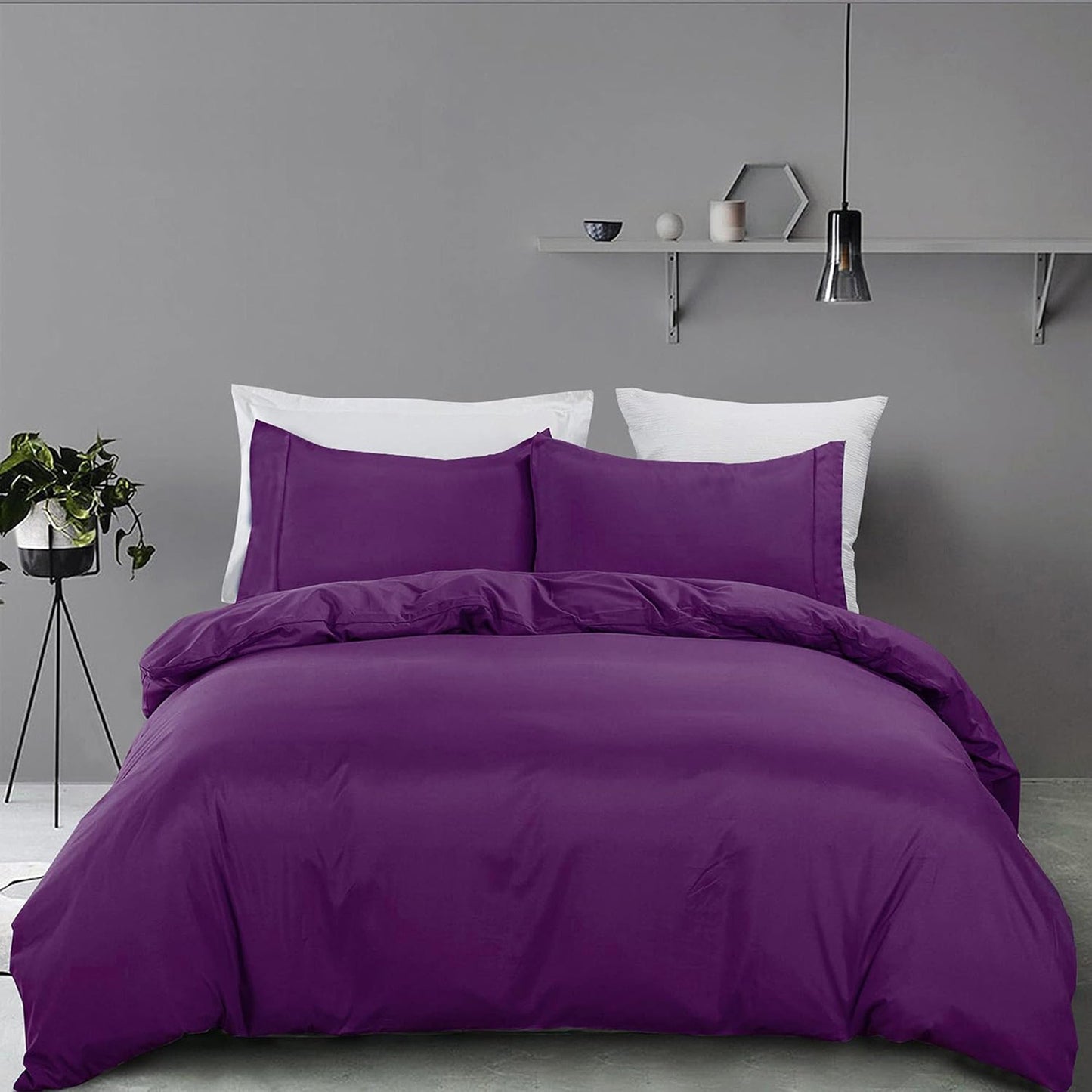 2000 TC Premium Microfibre Doona Cover Ultra Soft Quilt Cover Set - Purple