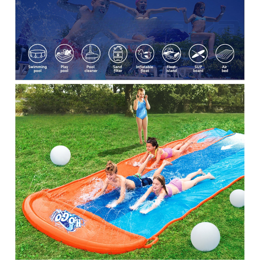Water Slip And Slide Kids Inflatable Splash Toy Outdoor Triple 4.88M