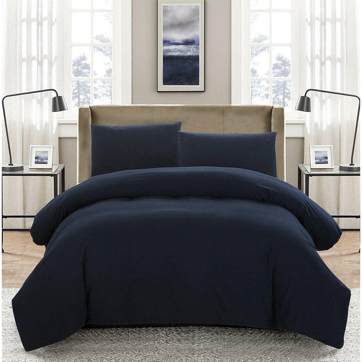 2000 TC Premium Microfibre Doona Cover Ultra Soft Quilt Cover Set - Black