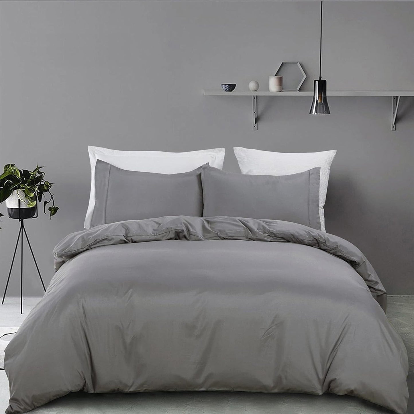 2000 TC Premium Microfibre Doona Cover Ultra Soft Quilt Cover Set - Grey