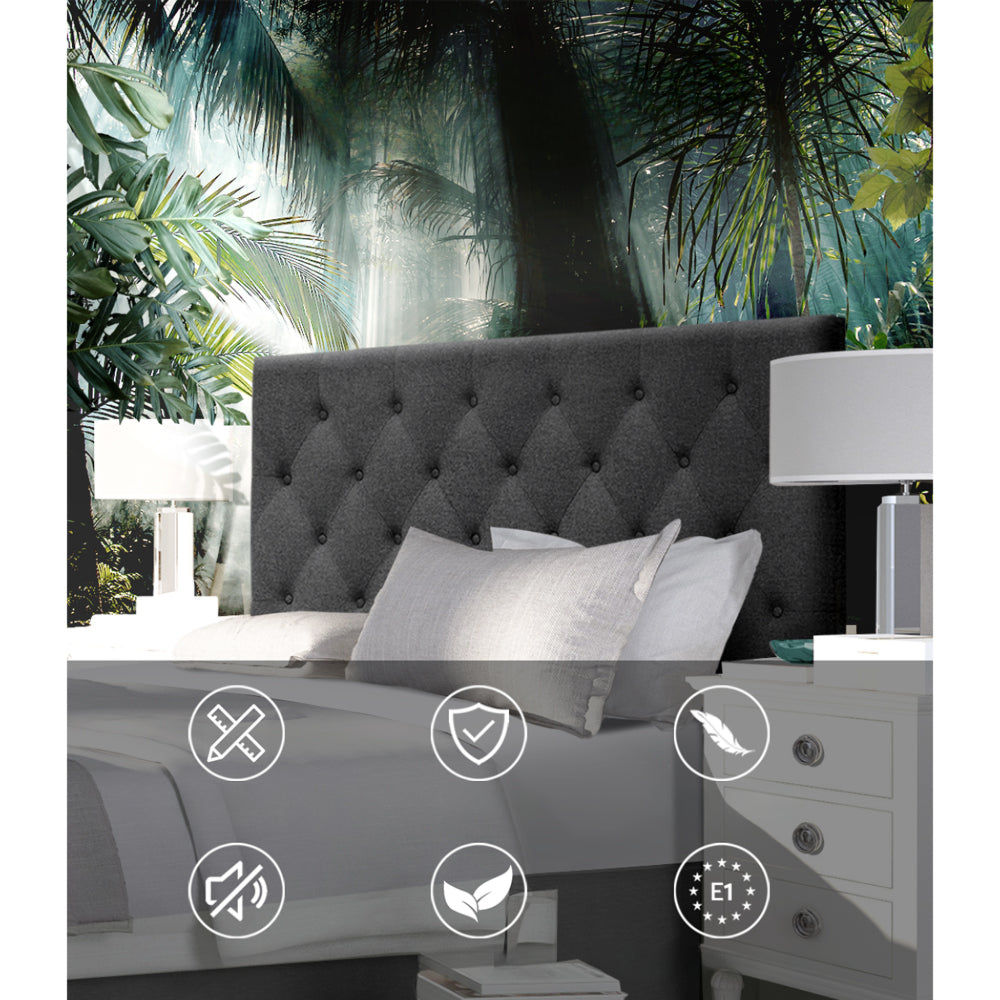 Double Size Bed Head Headboard Bedhead Fabric Frame Base Charcoal