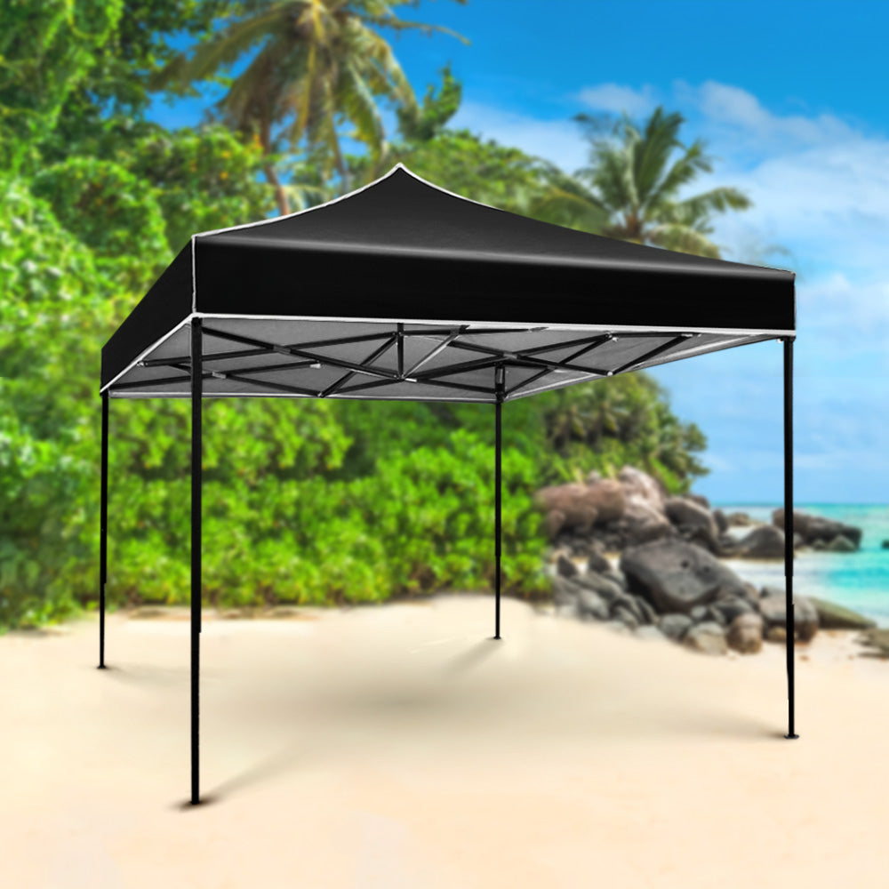 Gazebo Pop Up Marquee Outdoor Wedding Tent Kit Black - 3x3m