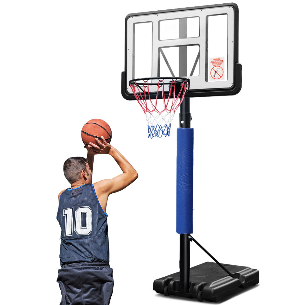 Basketball Hoop Stand System Ring Portable Net Adjustable 3.05M - Blue