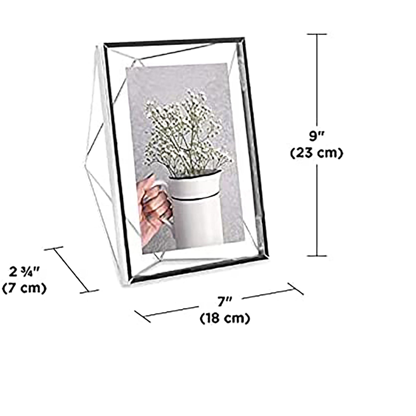 Geometric Prisma Picture Frame Photo Display for Desk Wall 5x7 Inch - Silver