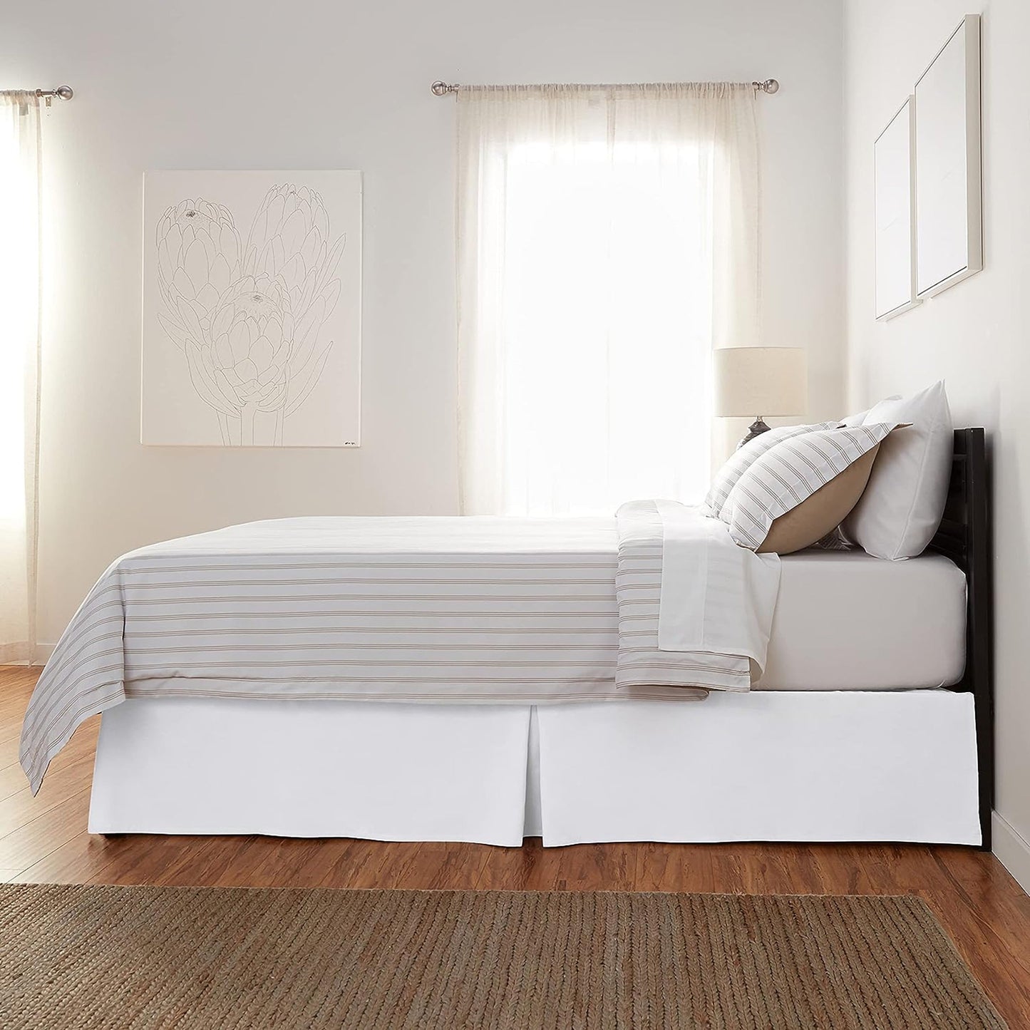 Polyester Lightweight Pleated Bed Skirt - Bright White