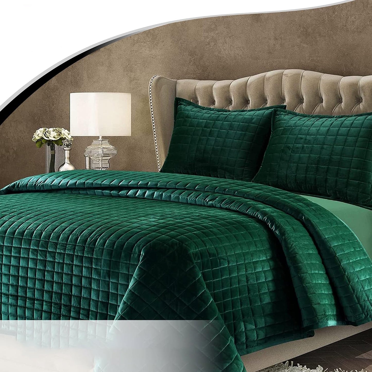 260GSM Super Soft Velvet Box Stitch Bedding Quilt Cover Set - Emerald Green