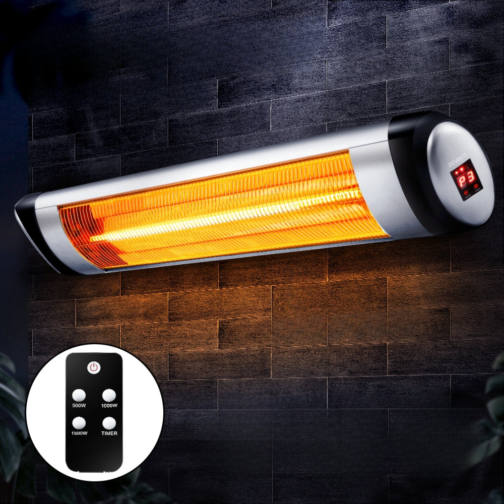 Electric Infrared Patio Heater Radiant Strip Indoor Outdoor Heaters Remote Control 1500W