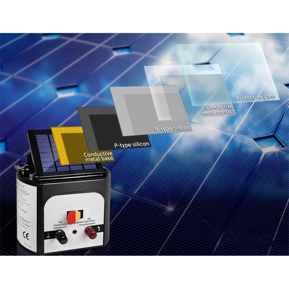 Solar Powered Electric Fence Energiser Set Energizer with Tape 0.3j - 8km