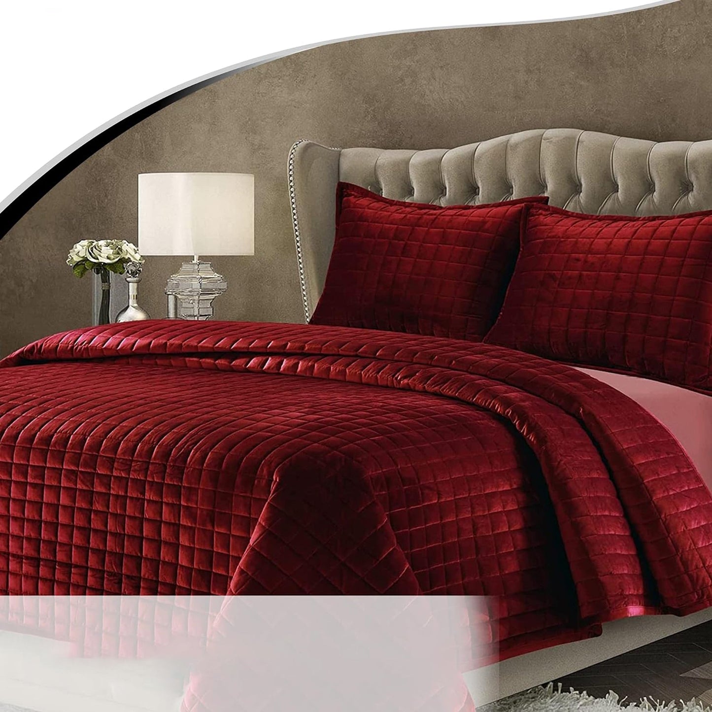 260GSM Super Soft Velvet Box Stitch Bedding Quilt Cover Set - Burgundy