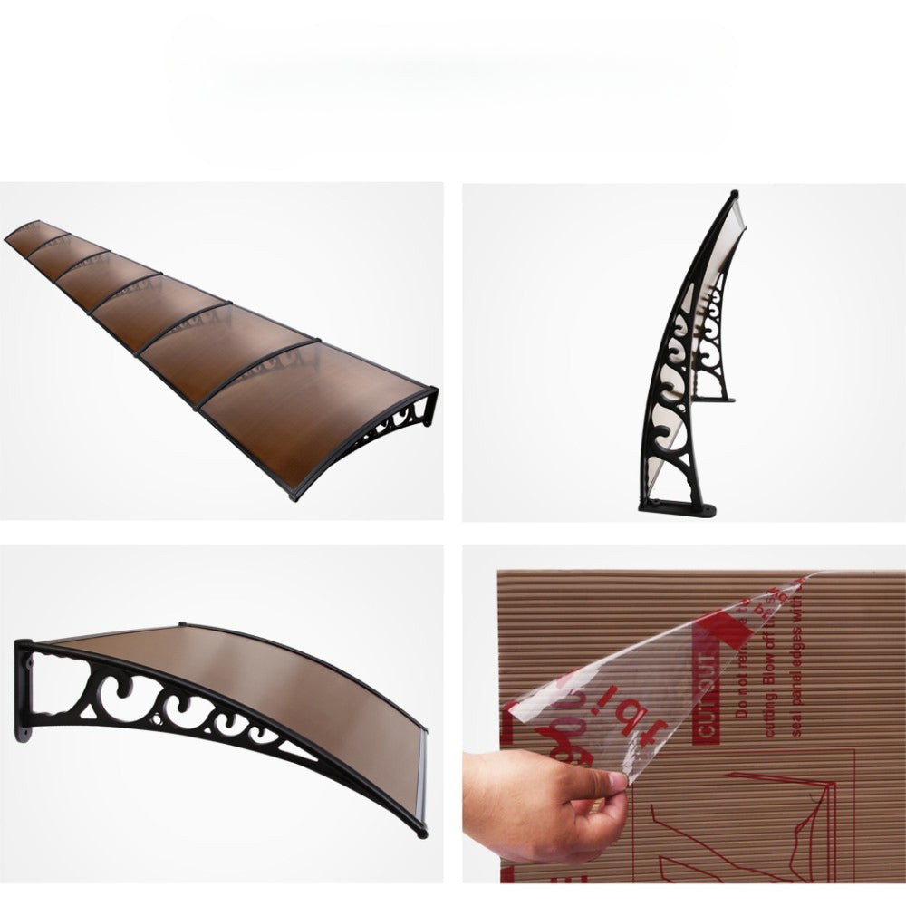 Patio DIY Window Door Awning Canopy UV Shield Brown - 1x6m
