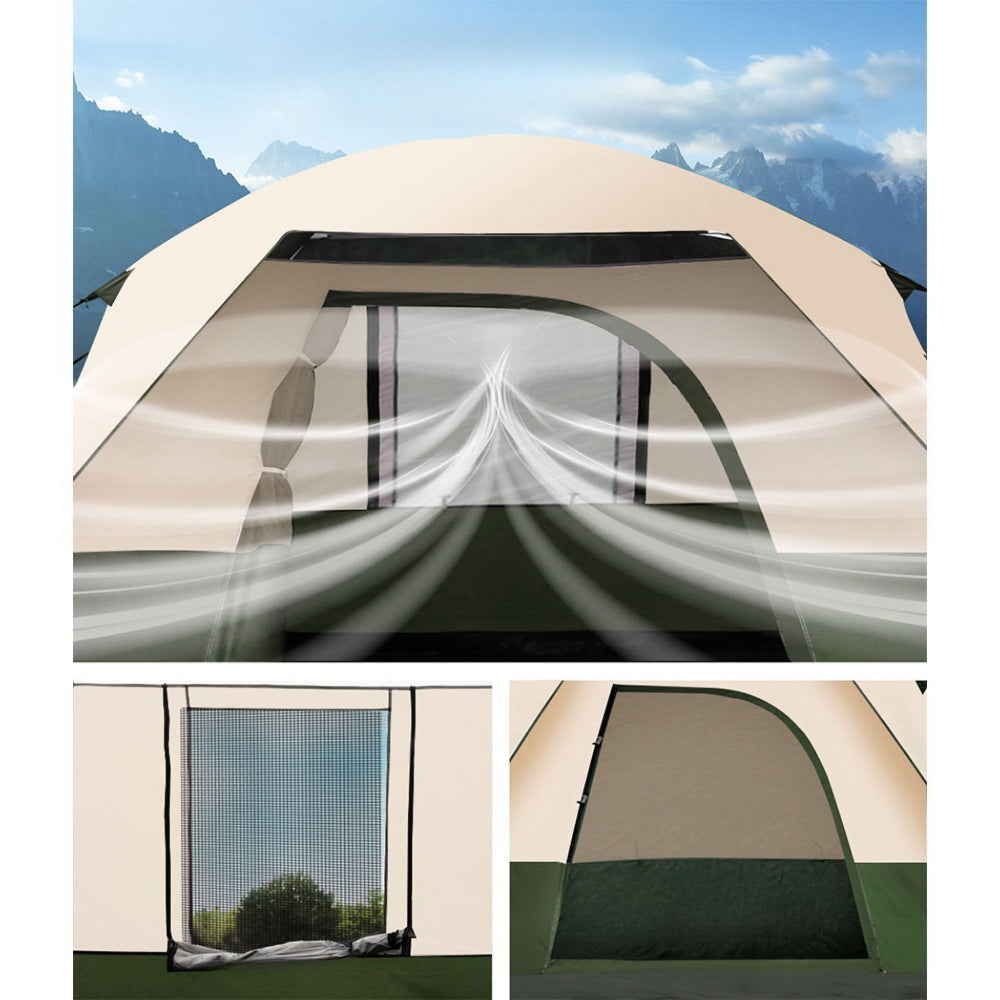 Family Camping Tent Hiking Beach Tents Green - Fits 4 Person