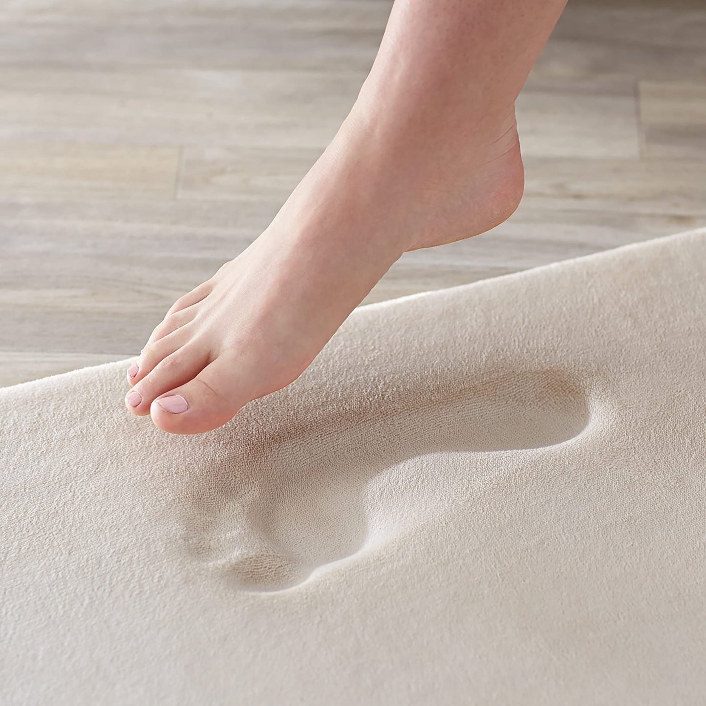 Non Slip Memory Foam Bath Mat 18 x 28 Inches - Beige