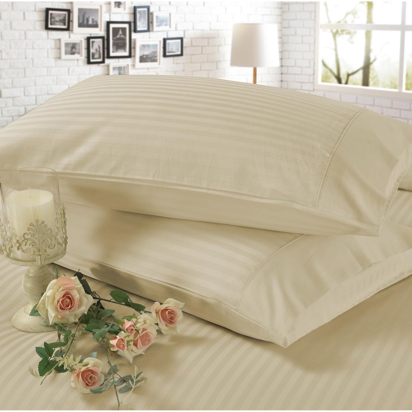 1200TC Egyptian Cotton Luxury Deep Pocket Bed Sheet Set - Linen Stripe