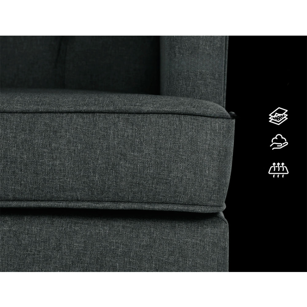 Rocking Armchair Feeding Chair Fabric Armchairs Lounge Recliner Charcoal