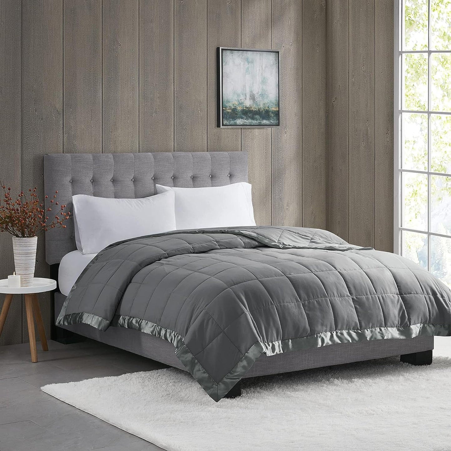 Lightweight Microfibre Down Alternative Blanket - Charcoal