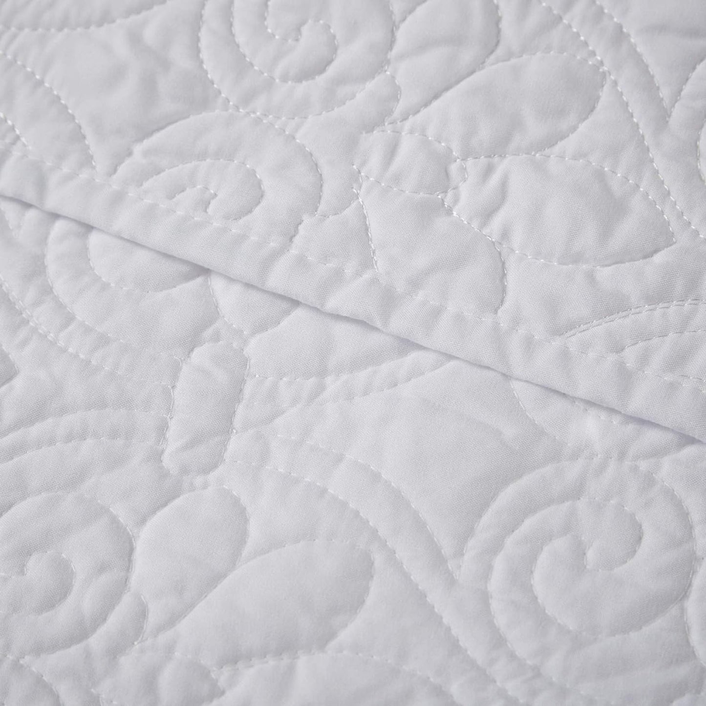 Ultra Soft Cotton Filled Damask Stitching Design Quilted Throw Blanket - White