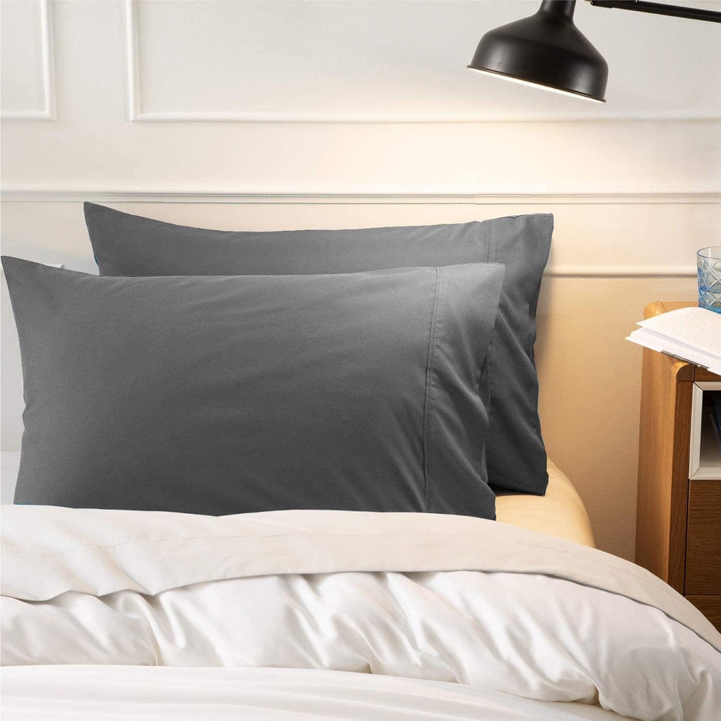 2-Piece 2000 Thread Count Egyptian Quality Microfibre Pillowcase - Grey