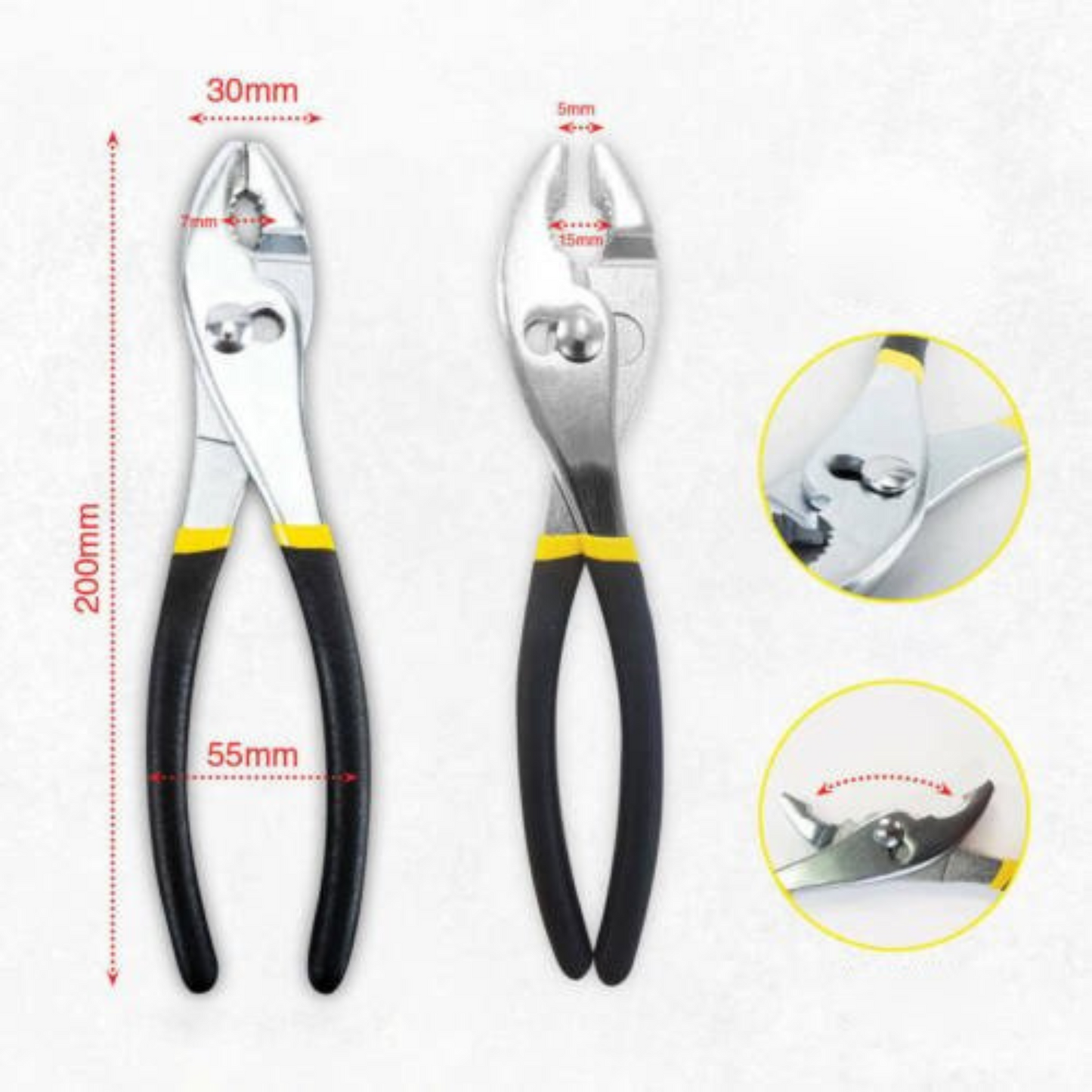 2pcs Steel Triple Dipped Comfort Grip Plier Slip Joint Groove Pipe Wrench