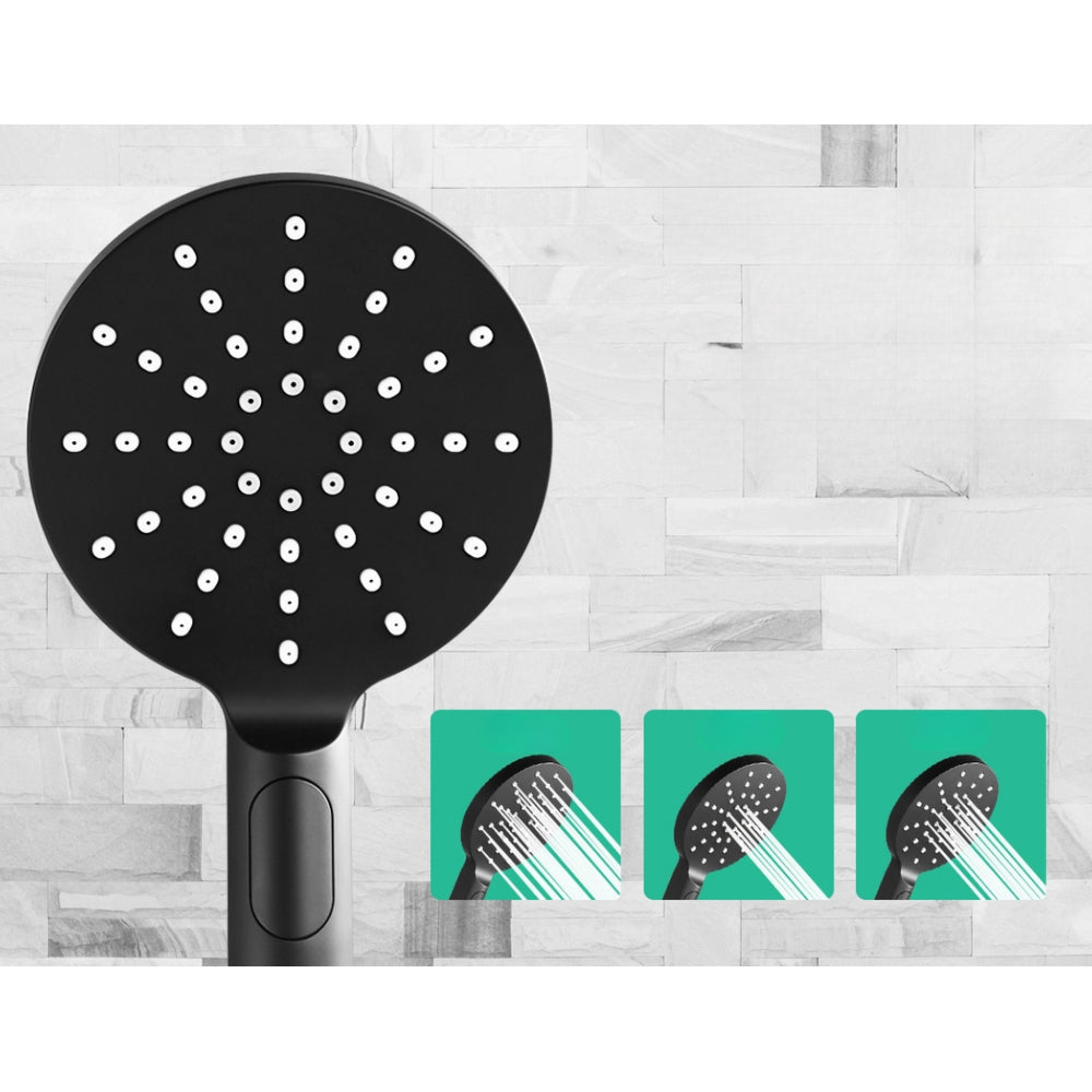 WELS 9'' Rain Shower Head Mixer Round Handheld High Pressure Wall Black