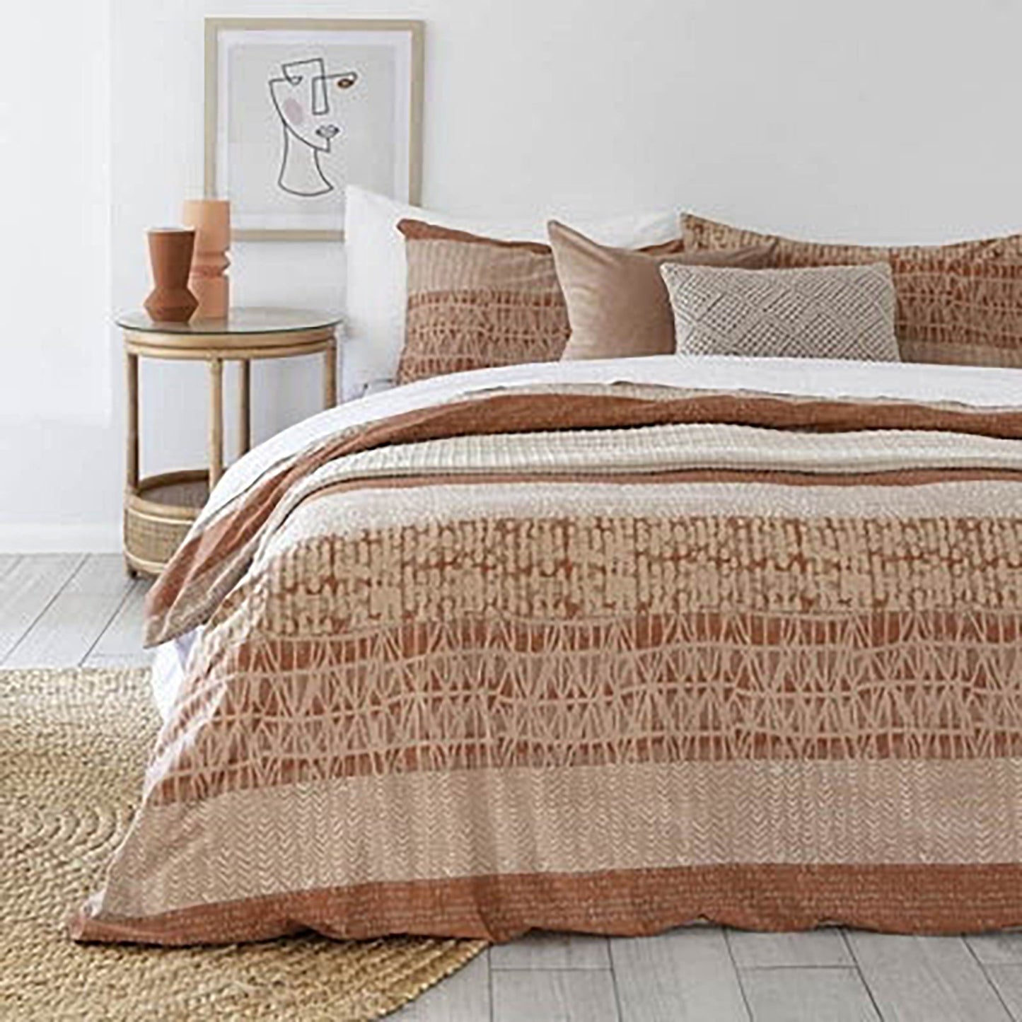 Darlington King Polycotton Quilt Cover Set - Terracotta