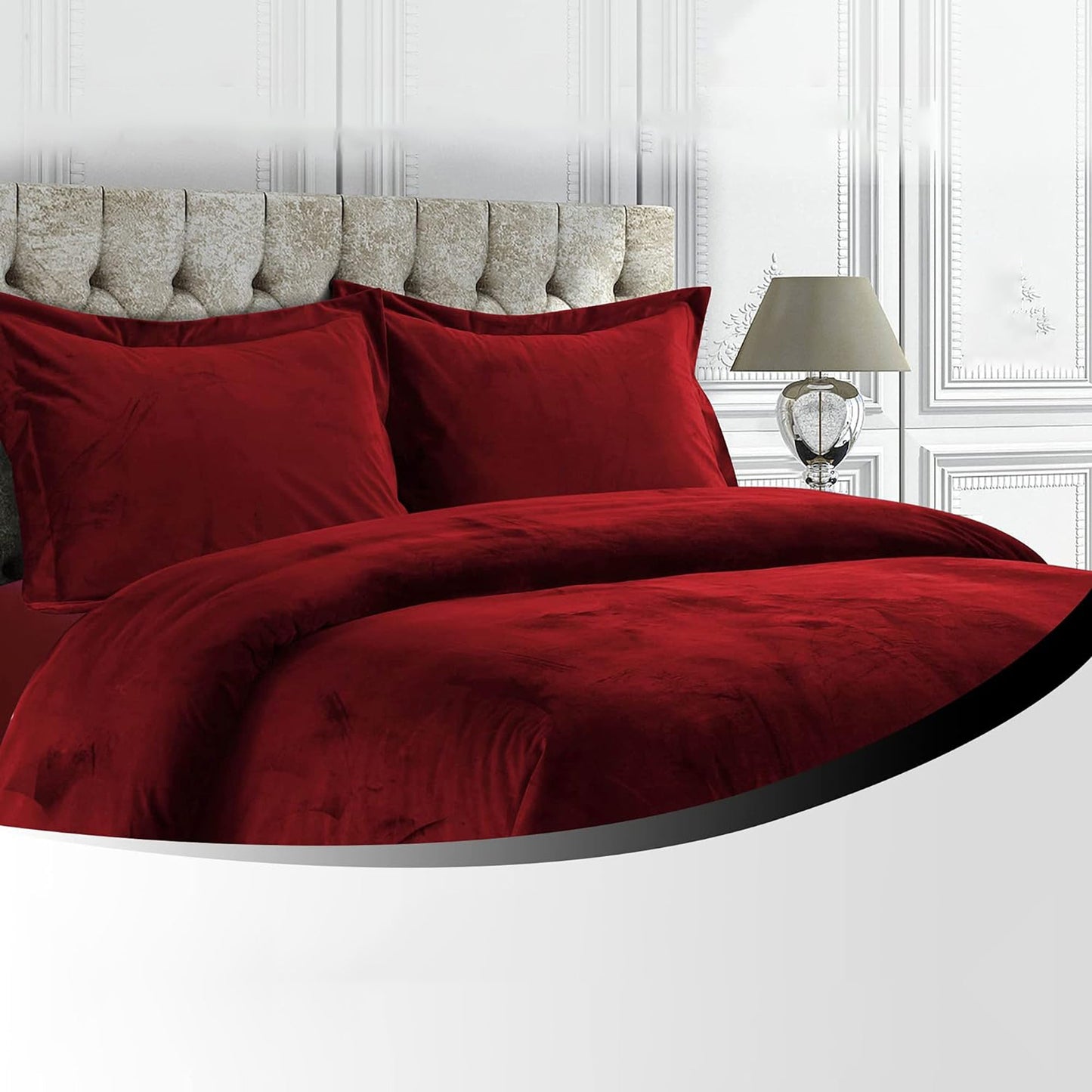 Venice Velvet Oversized Solid Duvet Cover Set - Burgundy