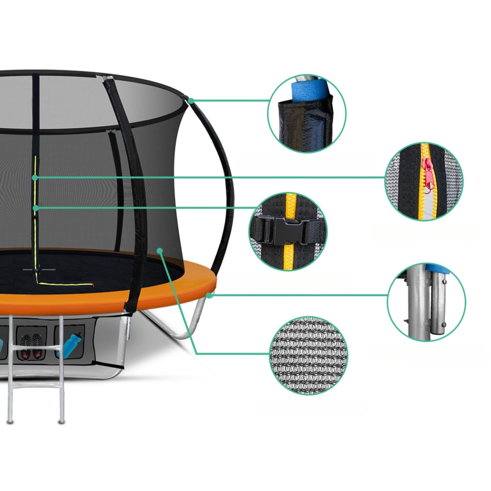 Kids Outdoor Round Trampoline with Enclosure Safety Net Pad 8FT - Orange