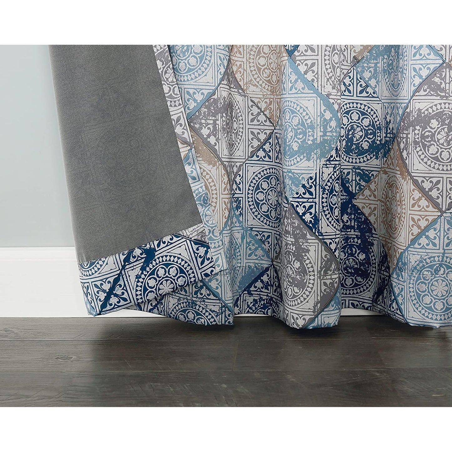 1pc Medallion Print Energy Efficient Grommet Curtain Panel 54 x 84 Inches - Indigo Blue