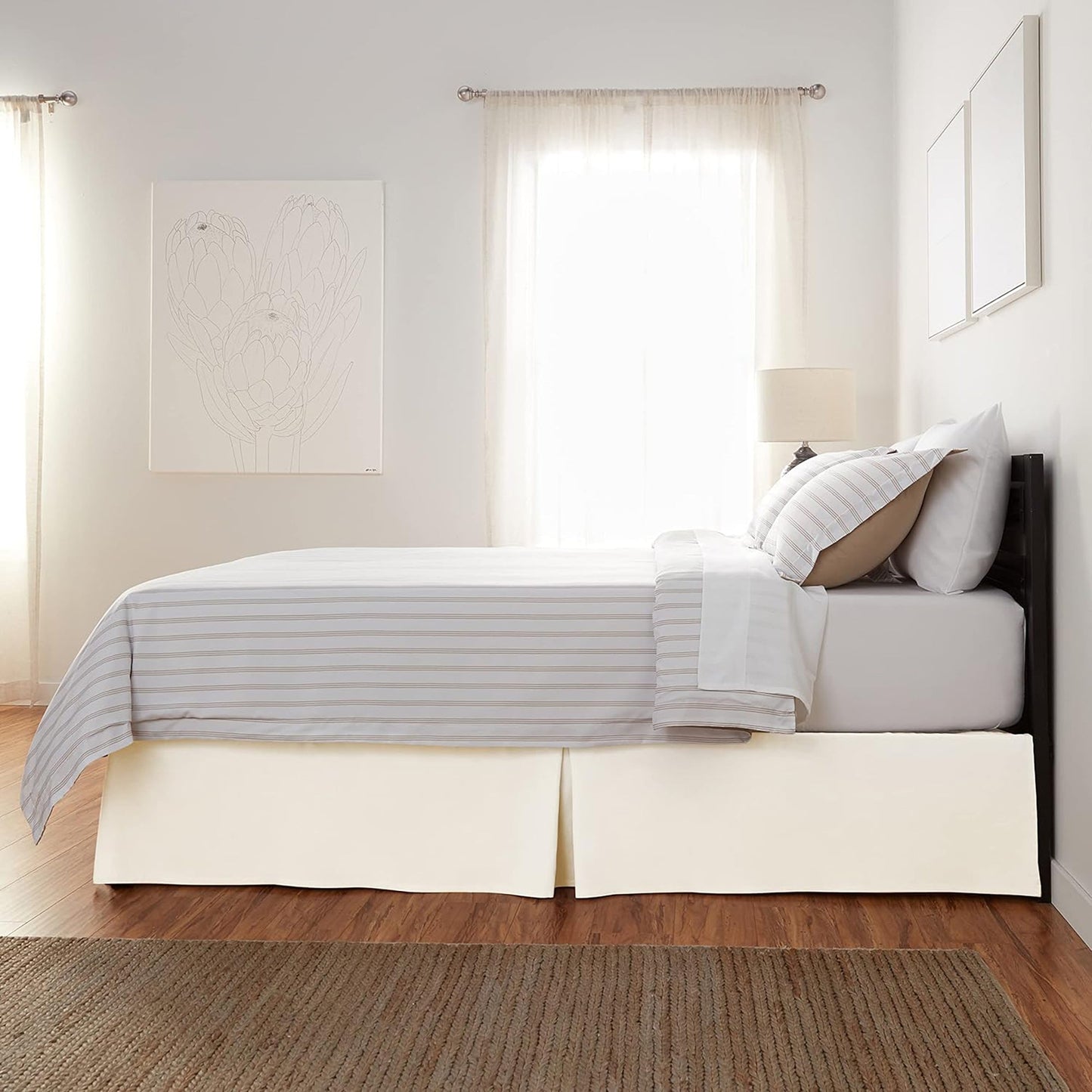 Polyester Lightweight Pleated Bed Skirt - Off White